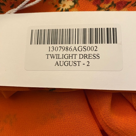 REFORMATION Twilight Midi Dress NWT in August Orange Floral Print Feminine 2 - Picture 7 of 8